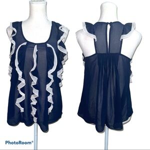 Romeo & Juliet Couture Navy Blue Ruffle detail